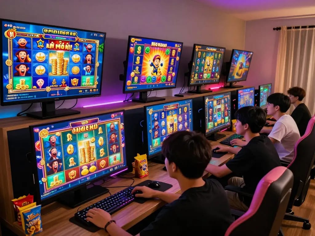 NoHu online gaming experience with players enjoying vibrant slot games and engaging visuals