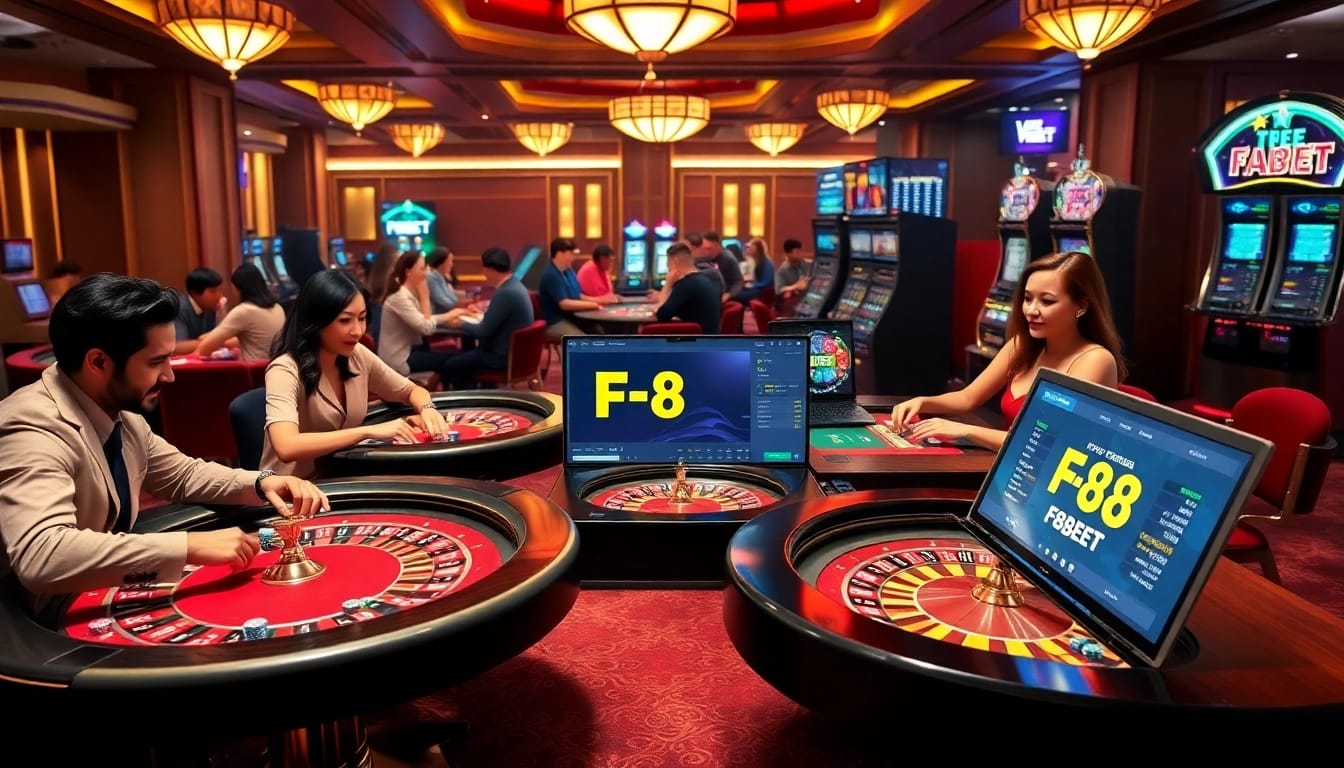 Experience thrilling gameplay at https://f8betb1.com/ with vibrant poker tables and engaging slot machines.