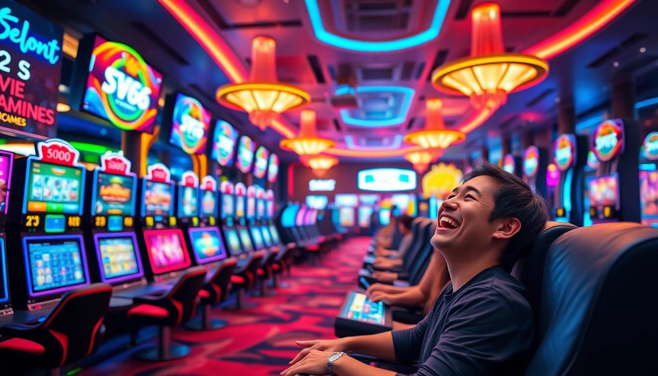 Engaging scene of players enjoying SV66 BET games in a vibrant online casino atmosphere.
