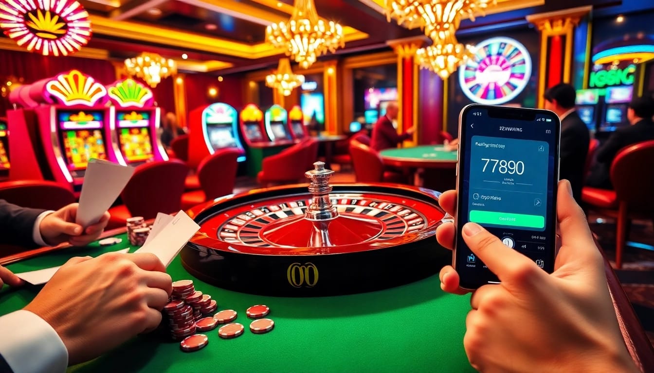 Players engaging in an exciting roulette game at https://789winjj.com/ with colorful chips and vibrant casino ambiance.