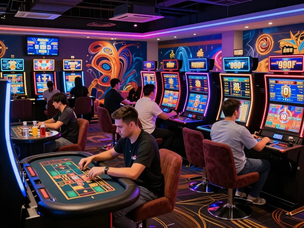 Exciting online gaming scene at https://go999.de.com with players at vibrant casino tables.
