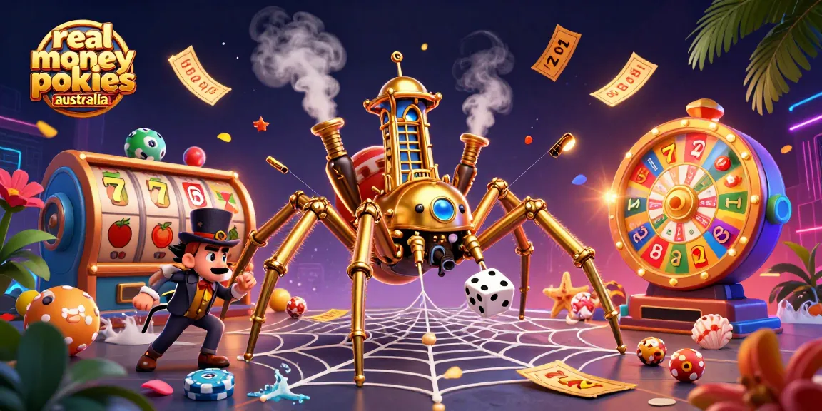 Experience thrilling real money pokies Australia with vibrant slot reels and dynamic gaming elements.