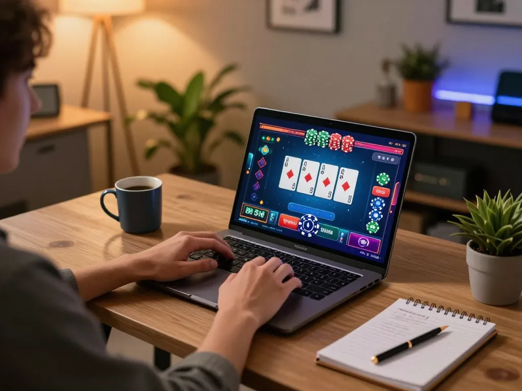 Play online casino games with nhà cái hm88 in a cozy home office setting.