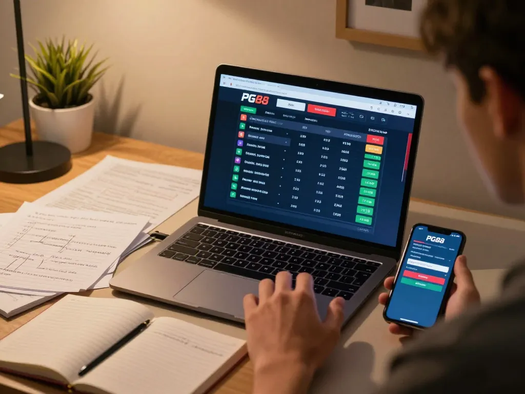 Betting live on pg88 with a detailed gaming setup showcasing strategy and focus.