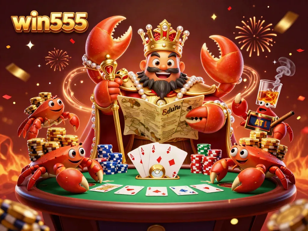 Engage in classic gameplay at win555 with golden crab emperor and poker elements.
