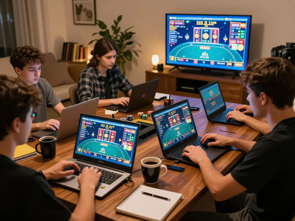 Các game thủ câu lạc bộ B52 tận hưởng trò chơi slot trực tuyến chiến lược và poker tại nhà với máy tính xách tay và không gian thoải mái.