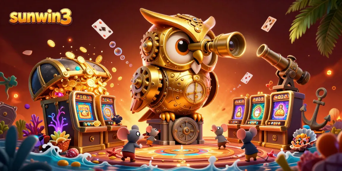 Experience thrilling winnings at sunwin3 with vibrant 3D casino illustration featuring exciting game elements and rich details.
