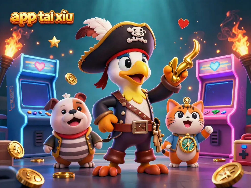 Engage with the exciting world of app tài xỉu as vibrant characters explore a colorful gaming arrangement.