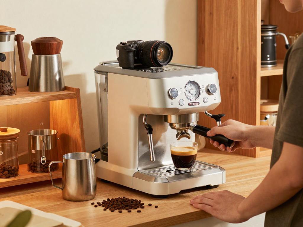 Expert using ROKOK88 Espresso Machine to brew coffee, showcasing precision and quality.