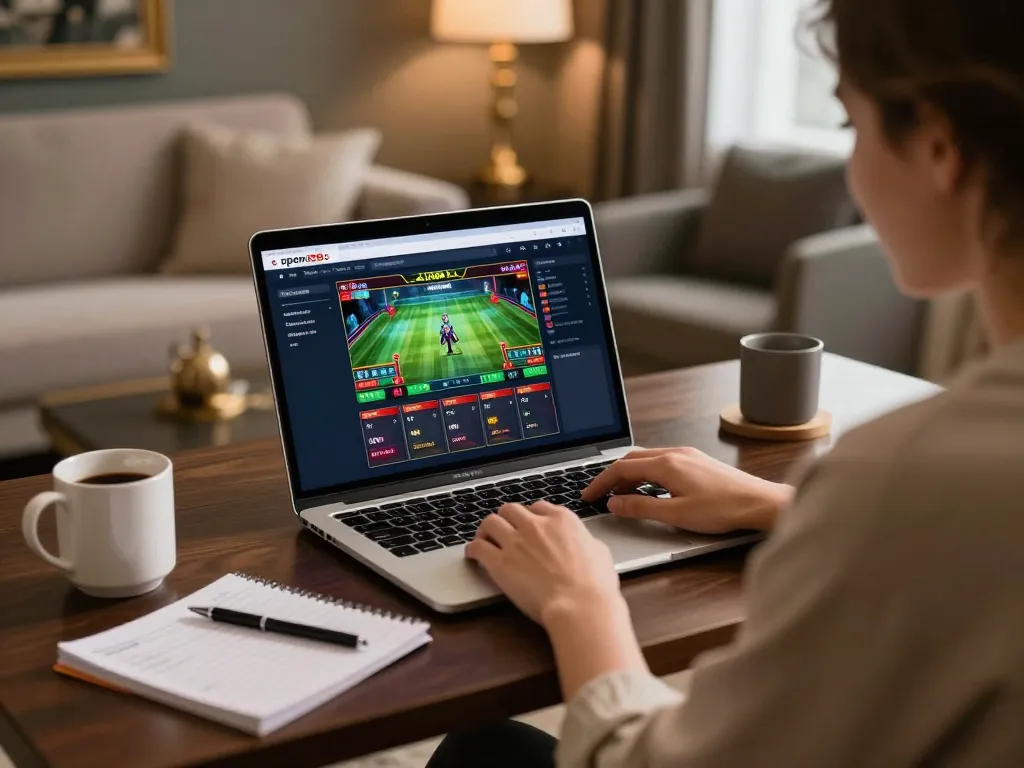 Engaging online gaming session with the open88c platform displayed on laptop screen, featuring strategic gameplay.