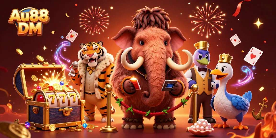 Engage with thrilling gameplay at Au88 DM, featuring vibrant casino elements with detailed characters.