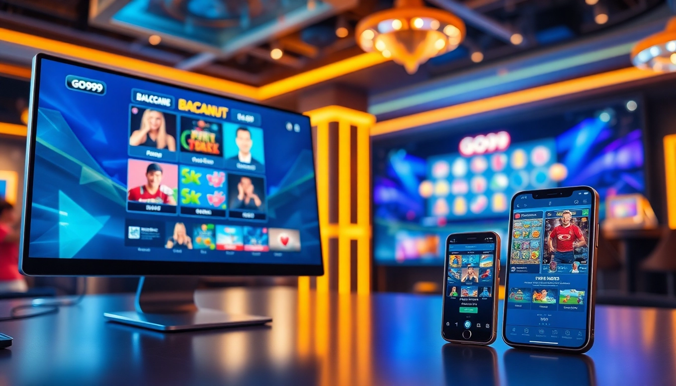 Experience the excitement of nhà cái go99 with a vibrant online casino gaming setup showcasing live dealer games and sports betting.